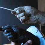 Mold study while sculpting the baton hand